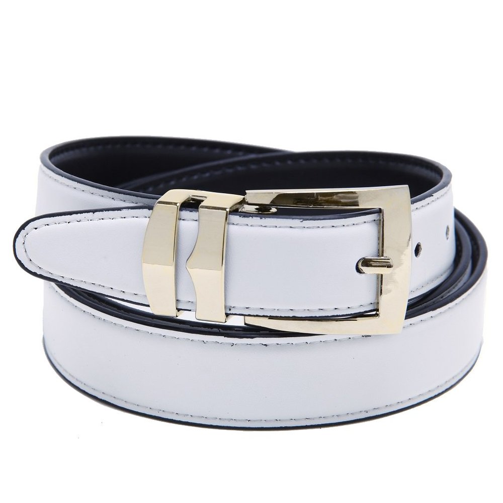 Concitor Reversible Belt Bonded Leather with Removable Gold-Tone Buckle WHITE/Black 30
