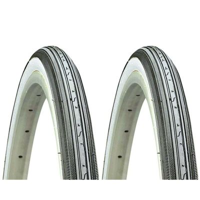 Kenda K34 27 x 1-1/4" White Wall Road Bike Tires, Wire Bead - Pair (2 Tires)