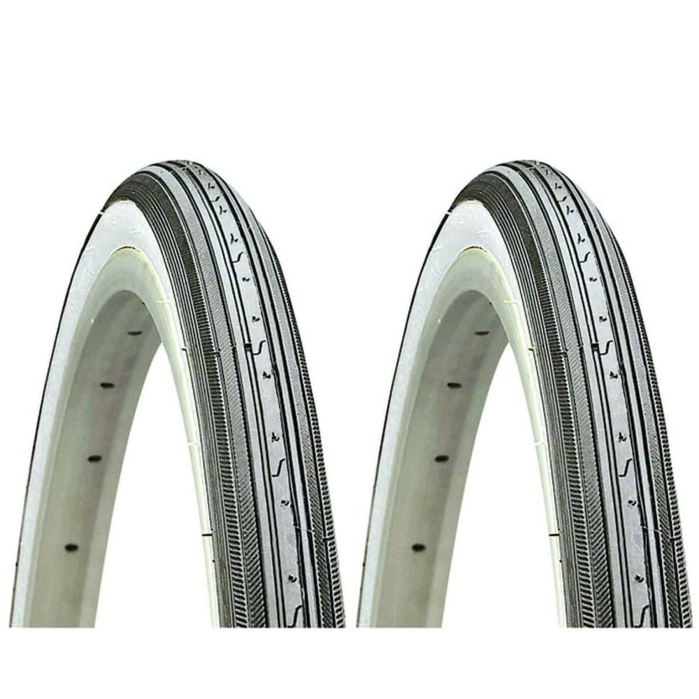 Kenda K34 27 x 1-1/4" White Wall Road Bike Tires, Wire Bead - Pair (2 Tires)