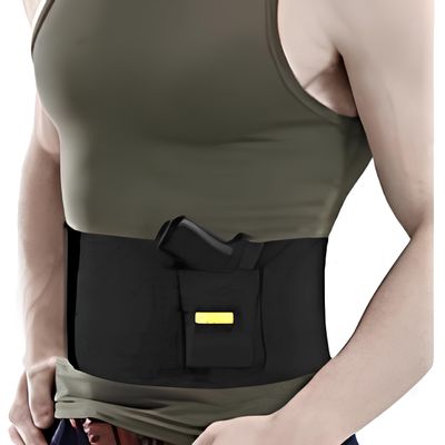 Yosoo Belly Band Holster with Dual Magazine Pounches Concealed Carry Gun Holster for Pistol, Handgun, 9mm Revolver, Fits Men Women