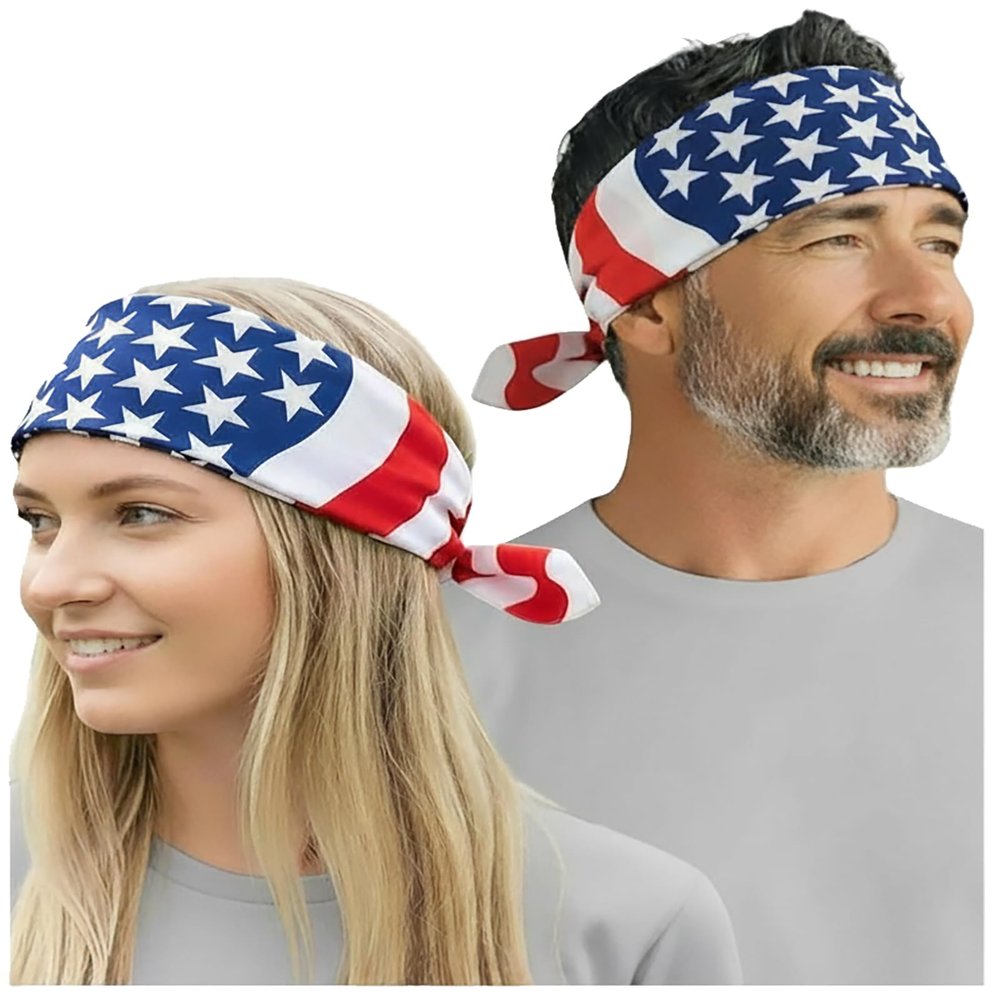 Costume Adventure American Flag Bandana Headband Men's Patriotic Bandana USA Flag Apparel USA Clothing - One Size