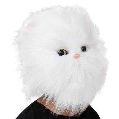 CreepyParty Deluxe Novelty Halloween Costume Party Latex Animal Cat Head Mask (white)