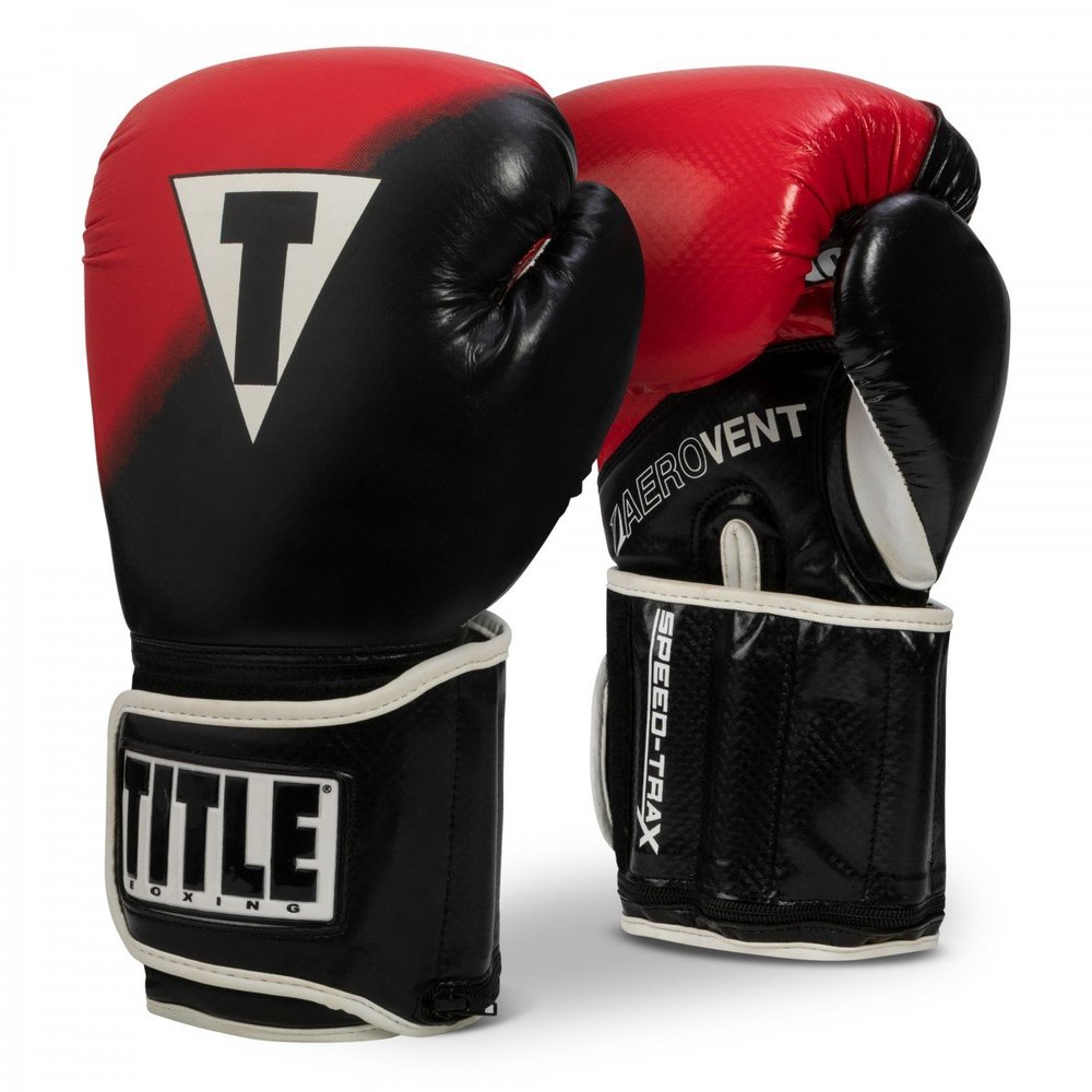TITLE Boxing Speed-Trax Weighted Bag Gloves, Black/Red, Large