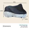 Formosa Covers | Lightweight Adult Tricycle Cover fits Schwinn, Westport, Aboron, Vevor, and Meridian - Protect 3-Wheel Bike from Rain, Dust, Debris, and Sun | Black/Silver Fabric 94"L x 37"W x 49"H view 3