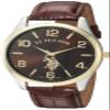 U.S. Polo Assn. Men's Brown Dial Watch with Gold-Tone Bezel and Croc-Embossed Strap  Analog Quartz Timepiece in Gift Box Fits Wrists 5.5"-8" with 44mm Silver-Tone Case view 1