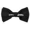 boxed-gifts Mens Clip On Bow Tie - Solid Color Bowties for Men - Black view 3