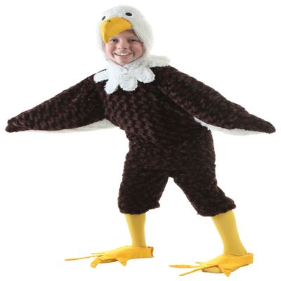 Kid's Bald Eagle Costume with Headpiece, Wing Shirt, Pants, Socks & Shoe Covers for Halloween or School Events Medium