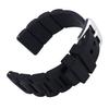 SANWA 24mm Black Silicone Rubber Watch Strap Band Stainless Steel Buckle for Fossil Watch view 1