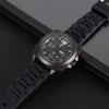 SANWA 24mm Black Silicone Rubber Watch Strap Band Stainless Steel Buckle for Fossil Watch view 3