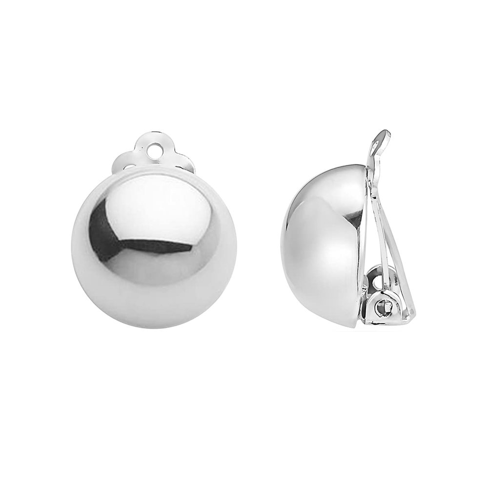 Ritastephens Sterling Silver Shiny Round Clip-on Earrings 14mm