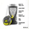 ZULU Torque 16oz Plastic Kids Water Bottle with Silicone Sleeve and Leak-Proof Locking Flip Lid, Soft Touch Carry Loop for School Backpack, Lunchbox, BPA-Free Dishwasher Safe, Grey/ Green view 3