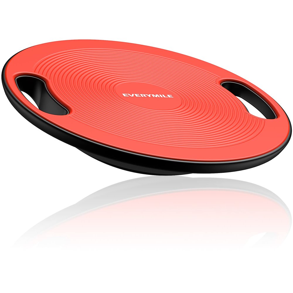 EVERYMILE Wobble Balance Board, Exercise Balance Stability Trainer Portable Balance Board with Handle for Workout Core Trainer Physical Therapy & Gym Diameter No-Skid Surface 15.7" Red