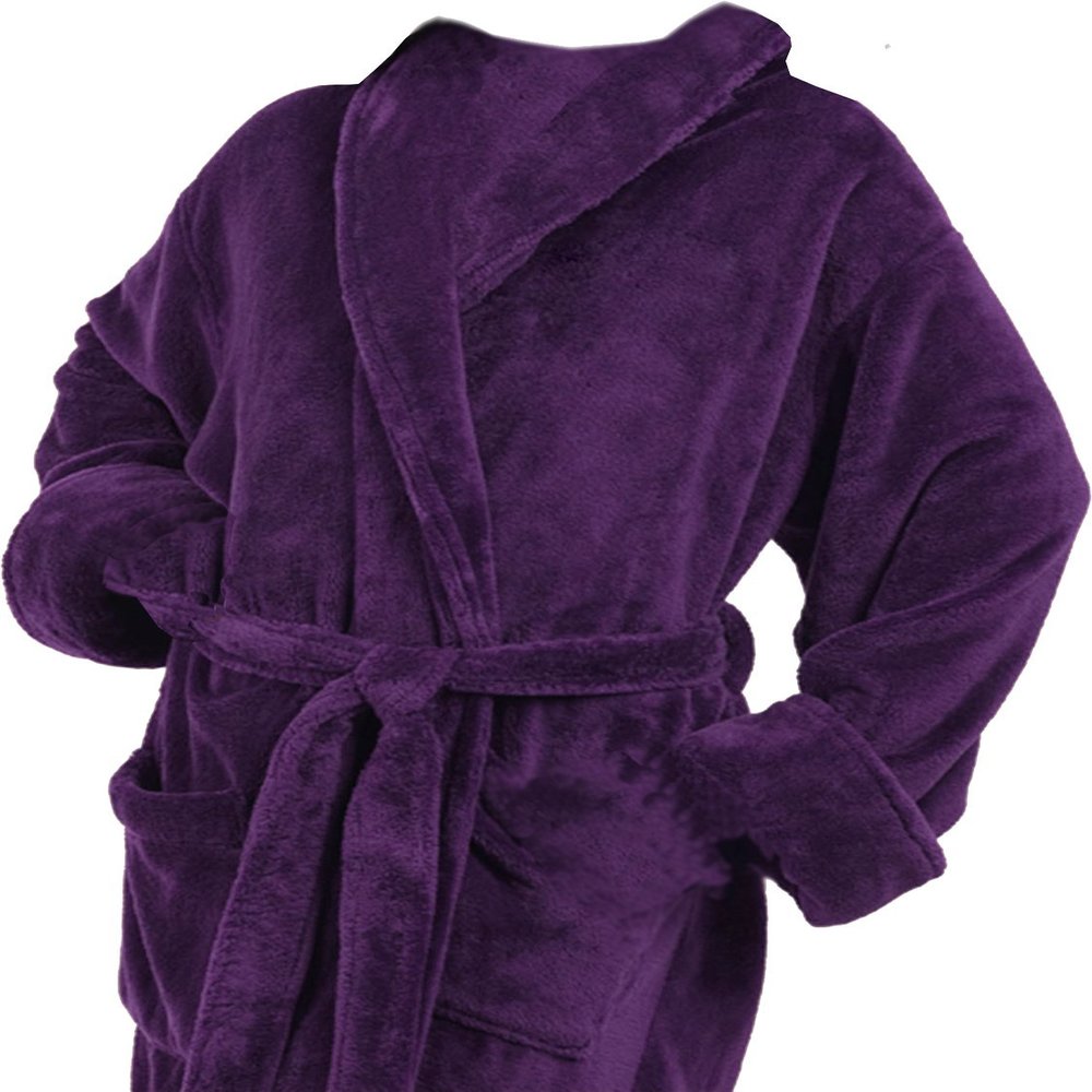 Tri Color Robes Plush Microfiber Purple Customizable Full Monogrammed Bathrobes Christmas Gifts Her Him
