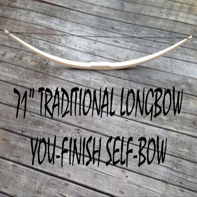 Traditional Hickory Longbow by You-Finish - 40lb, 71" - Competition or Hunting - Wood Archery - Right/Left Handed - 32" Max Draw