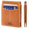 SERMAN BRANDS RFID Blocking Wallet Slim Bifold - Genuine Leather Minimalist Front Pocket Wallets for Men with Money Clip Gift (California Desert) view 1