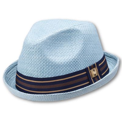 Peter Grimm Men's Depp Natural Straw Fedora, Blue, XX-Large