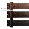 Engraved Tooled Leather Genuine Full Grain Western Floral Belt Strap 1-1/2" Wide (Brown, 44) view 4