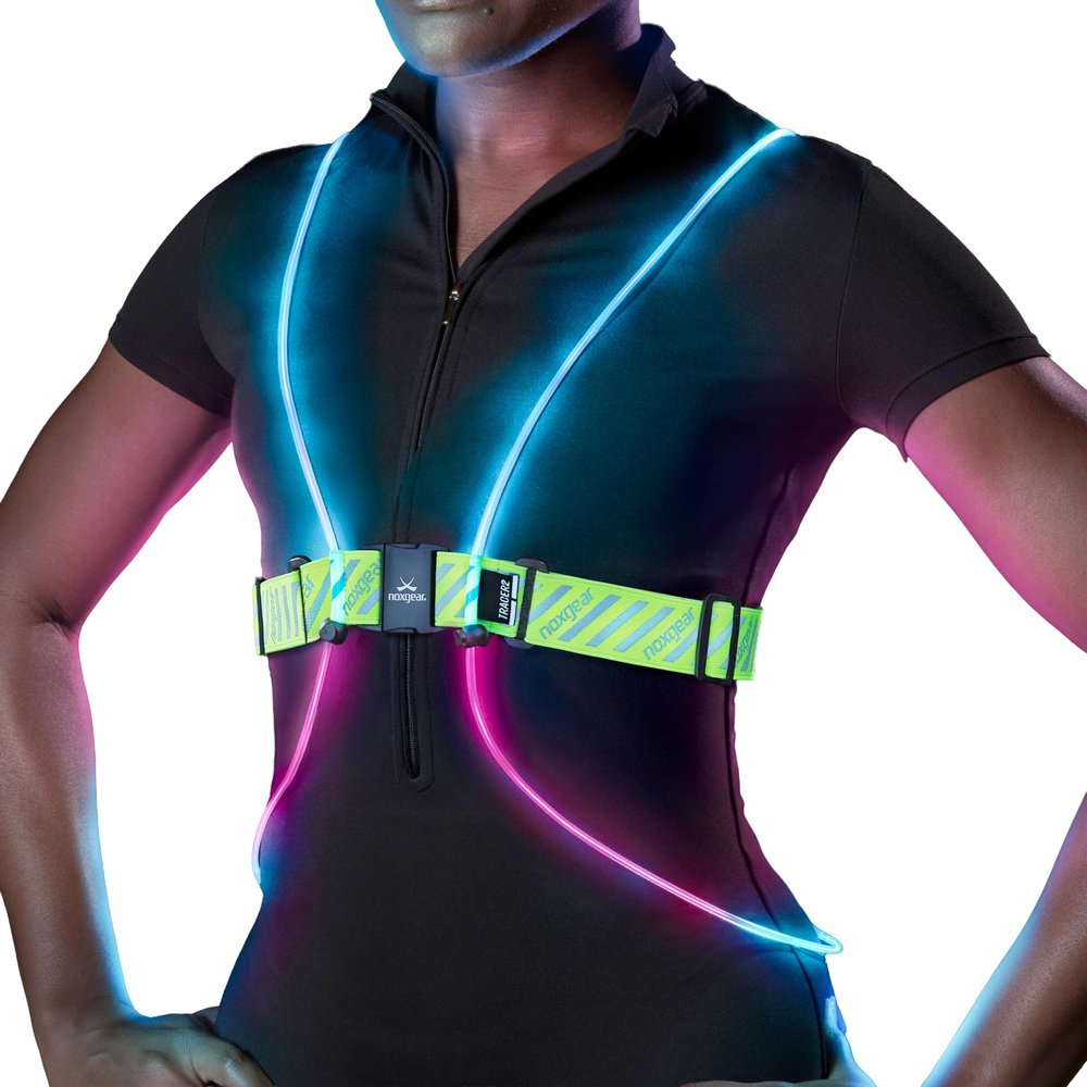noxgear Tracer2 Multicolor Light Up and Reflective Running Vest | Adjustable Fit, Rechargeable, Waterproof | Running Lights for Runners, Cyclist and Walkers | High Visibility Vest (Size: Small)
