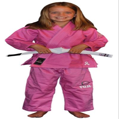 FUJI Kids All-Around Brazilian Style Jiu Jitsu Uniform with C0-Sized White Belt, Pink, Size WC1
