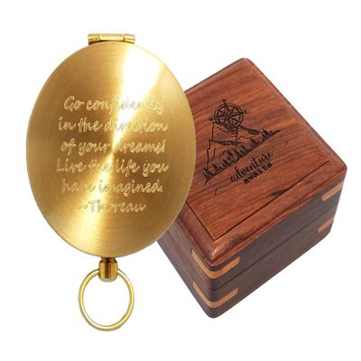 Engraved Compass with Thoreau's Go Confidently Quote (Compass & Box)