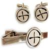 Geocaching Geo Coin Path Tag Logo TIE BAR Clip Cufflinks Set view 1