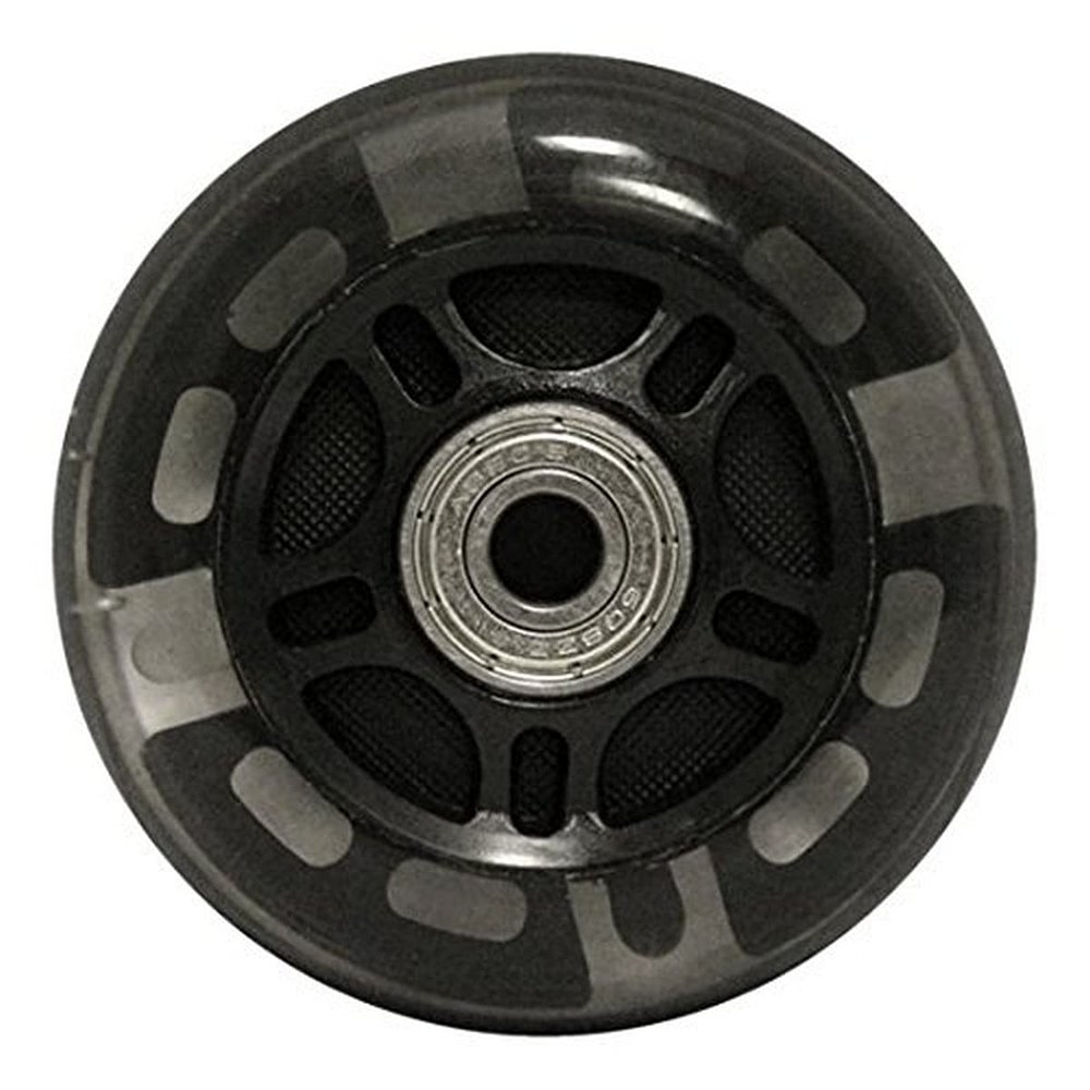 KSS 82A Skate Ripstik Light Up LED Inline Wheels with Bearings (2 Pack), 76mm, Black