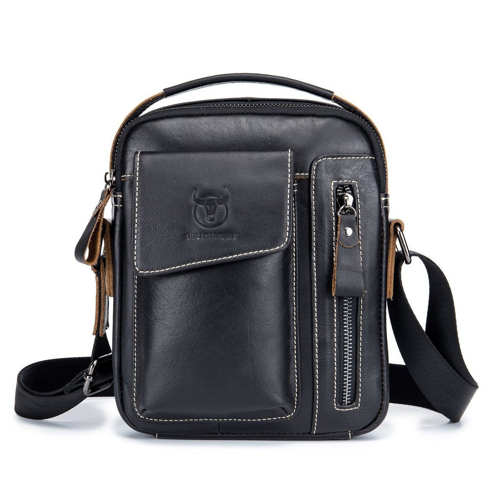 Men's Small Shoulder Bag, Genuine Leather Bag, Retro lightweight Cross Body Everyday Satchel Bag for Business Casual Sport Hiking Travel