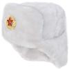 Authentic Russian Winter Hat Ushanka White-56, with Russian Eagle Insignia view 2