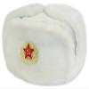 Authentic Russian Winter Hat Ushanka White-56, with Russian Eagle Insignia view 3
