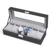 NEX 6 Slots Watch Box Organizer for Men, Black Watch Holder Stand Display Storage Case view 1