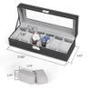 NEX 6 Slots Watch Box Organizer for Men, Black Watch Holder Stand Display Storage Case view 2