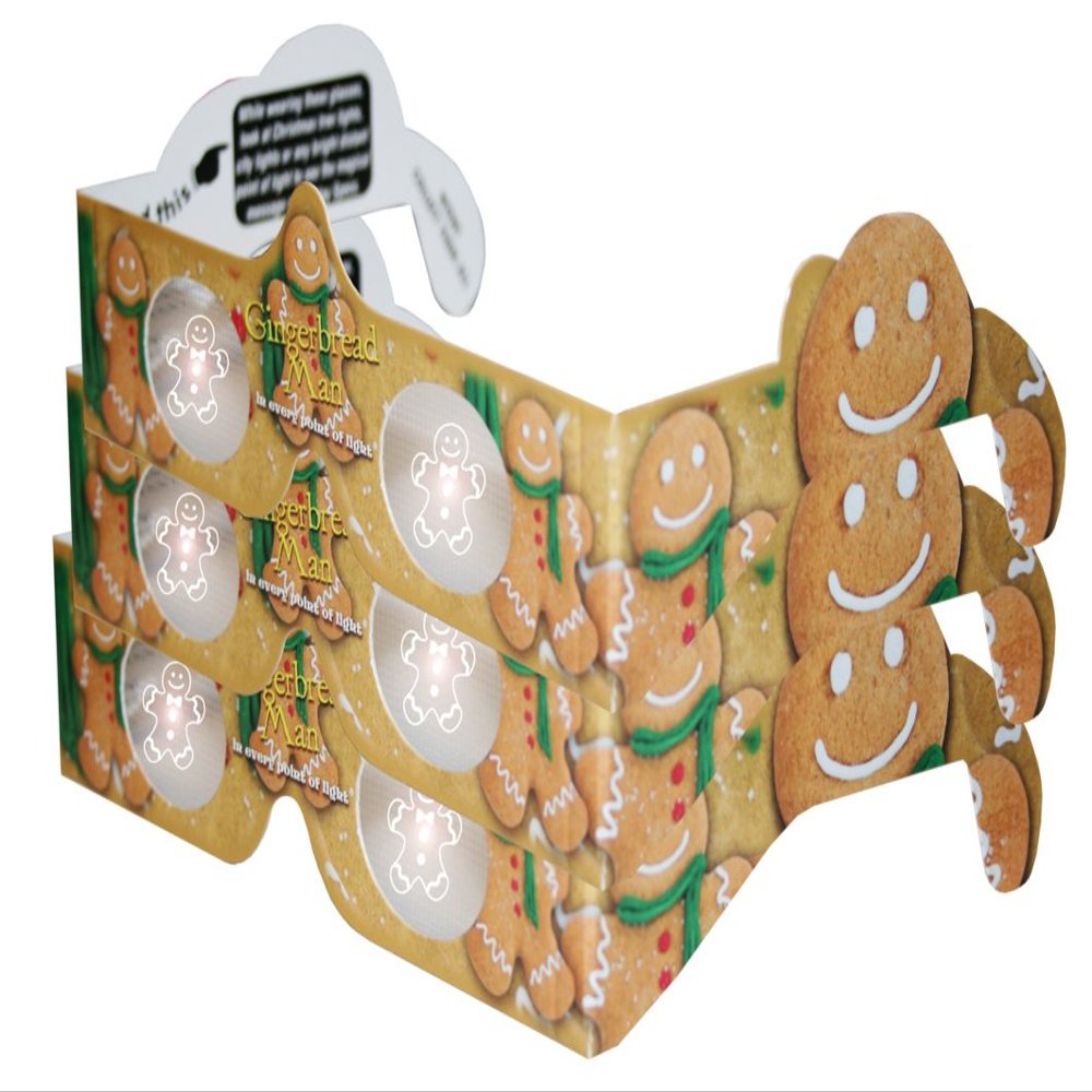 GINGERBREAD MAN Christmas Glasses - Holiday Eyes Specs - 3 PAIRS - Transform Christmas Lights Into Magical Messages -
