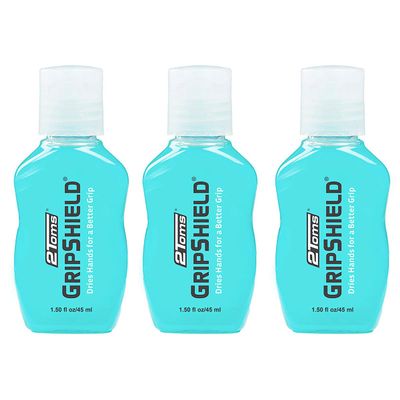2Toms GripShield, Non-Sticky Grip Enhancer, Dry Grip Solution for Sweaty Hands, Tennis, Pickleball, Golf, Pole Dancing, and Gaming, 1.5 Ounces, 3 Bottles
