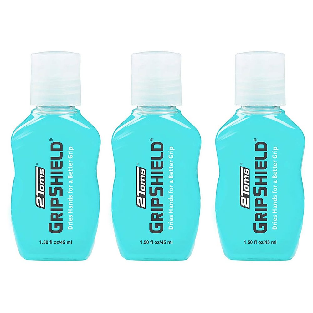 2Toms GripShield, Non-Sticky Grip Enhancer, Dry Grip Solution for Sweaty Hands, Tennis, Pickleball, Golf, Pole Dancing, and Gaming, 1.5 Ounces, 3 Bottles
