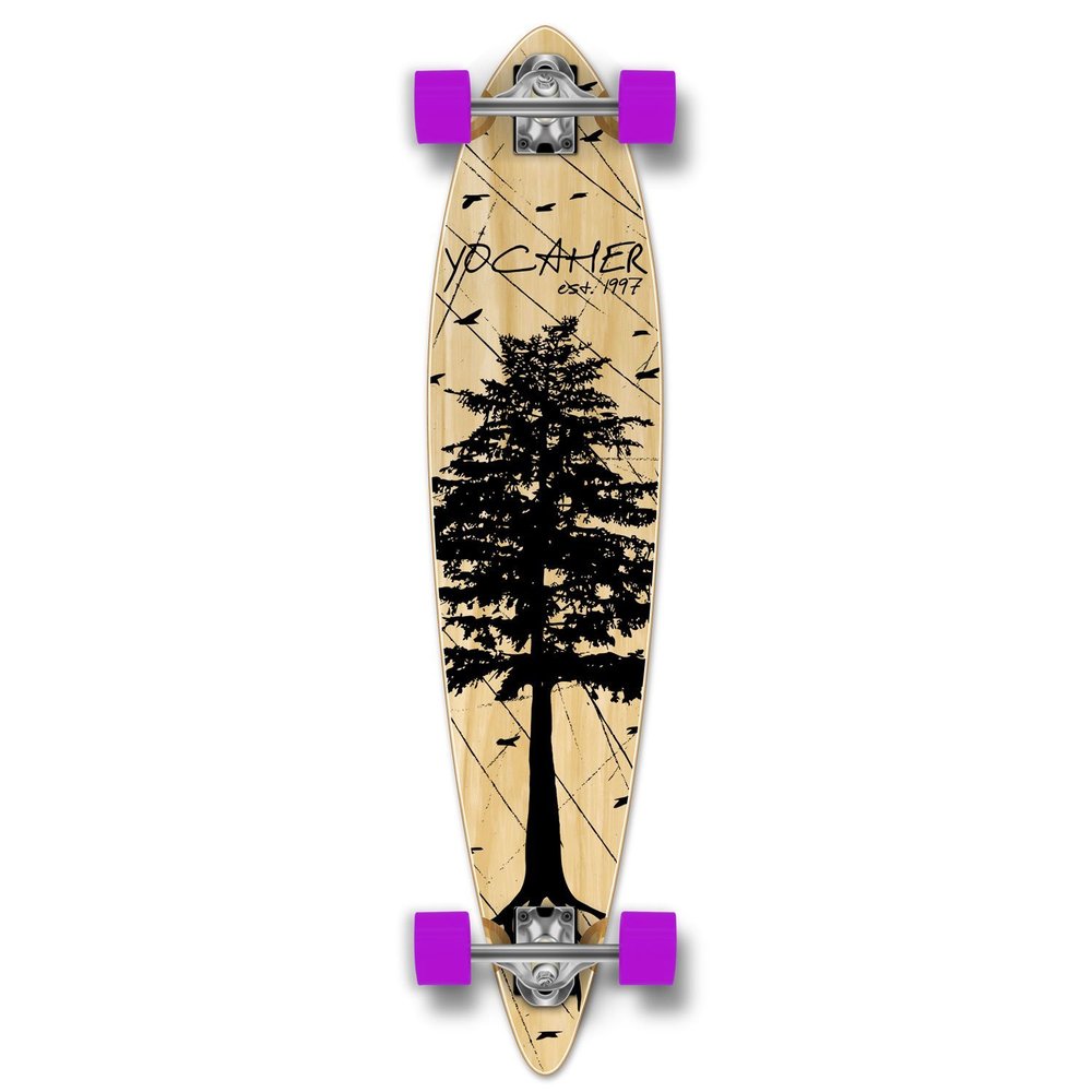 Yocaher Longboard Skateboard Complete Pintail Cruiser 40" x 9" w/BLACKWIDOW Premium Black Grip Tape, Heavy Duty Aluminum Alloy Truck, 71mm Longboard Wheels - in The Pines Natural
