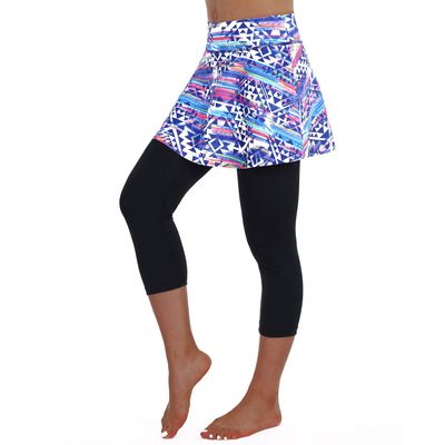 ANIVIVO Skirted Legging for Women,Skirted Capri Leggings Tennis Pants with Pockets,Capri Tennis Skirts with Leggings(Coloful,L)