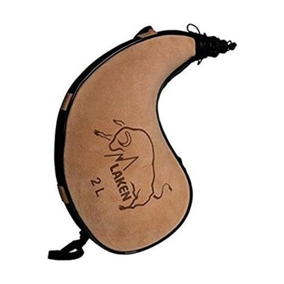 Laken Spanish Bota Bag Leather Canteen Pouch for Wine and Water - Wine Skin Bag with Strap for Travel, Camping, Hiking | Kidney Shape - 2 Liter