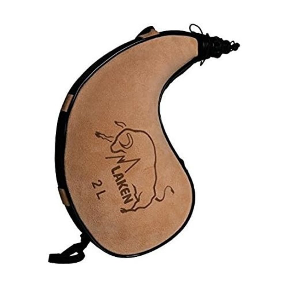 Laken Spanish Bota Bag Leather Canteen Pouch for Wine and Water - Wine Skin Bag with Strap for Travel, Camping, Hiking | Kidney Shape - 2 Liter