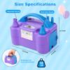 NuLink Balloon Pump Electric Portable Dual Nozzle Air Pump for Balloons Blower Pump Inflator for Decoration, Birthday Party [110V~120V, 600W, Purple] view 4