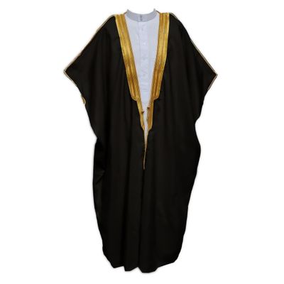 Desert Dress Arab Dress Mens Thobe Saudi Mens Robe Eid Arabic Bisht Coat Imam Sheikh - Black