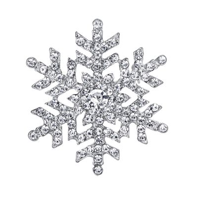 EVER FAITH Austrian Crystal Bridal Elegant Stunning Snowflake Flower Brooch Clear Silver-Tone
