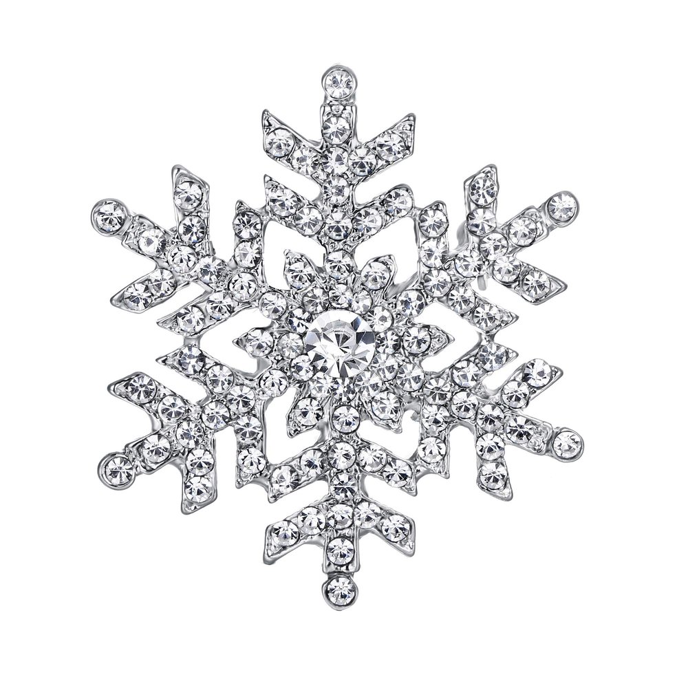EVER FAITH Austrian Crystal Bridal Elegant Stunning Snowflake Flower Brooch Clear Silver-Tone