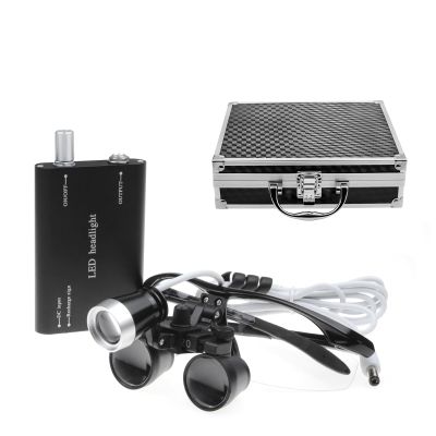 3.5X 420mm Surgical Binocular Loupes Head Light Blue Aluminum Box Magnifiers by NNSKI (Black)