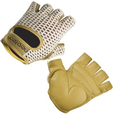 AERO|TECH|DESIGNS | Crochet Cycling Gloves | Gel Padded Palms | 3X-Large | Beige