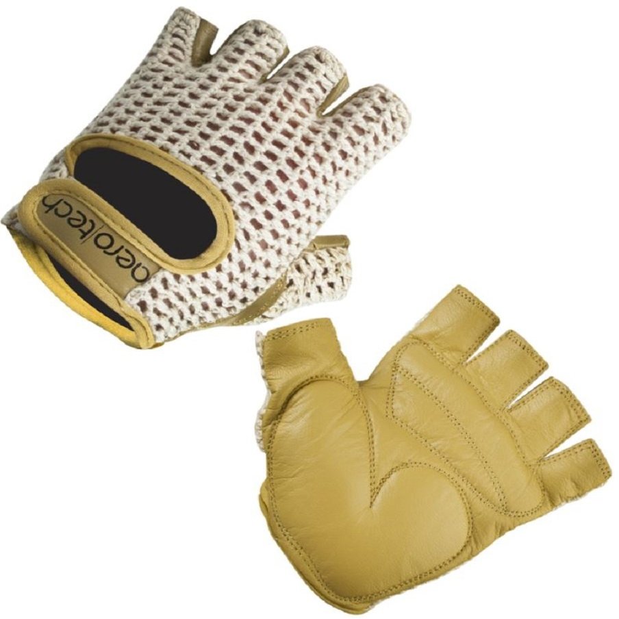 AERO|TECH|DESIGNS | Crochet Cycling Gloves | Gel Padded Palms | 3X-Large | Beige