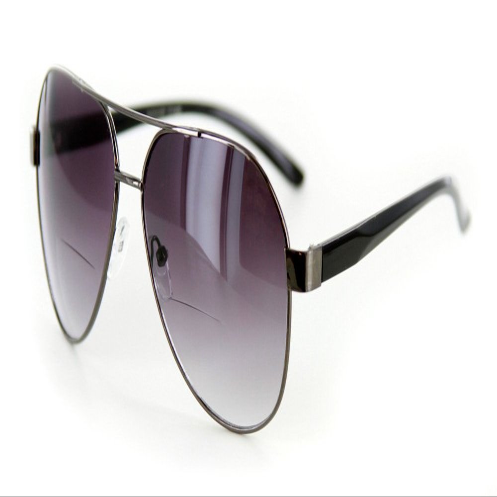 "Traditional Aviators" Bifocal Sunglasses (Gun/Smoke +1.50)
