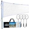 Franklin Sports Badminton Set - Backyard Badminton Net Set - Rackets and Birdies Included - Backyard or Beach Badminton Set - Professional Set, White (52633) view 1