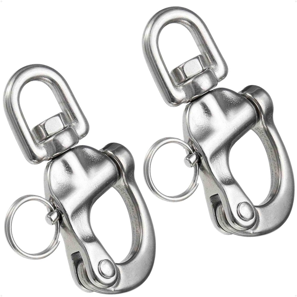 Five Oceans 2-3/4" Pin Release Snap Shackle with Swivel Eye, AISI316 Stainless Steel, 2-Pack - FO443-M2