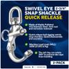 Five Oceans 2-3/4" Pin Release Snap Shackle with Swivel Eye, AISI316 Stainless Steel, 2-Pack - FO443-M2 view 2