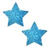 Neva Nude Bowee Blue Glitter Star Nipztix Pasties Nipple Covers for Festivals, Raves, Parties, Lingerie and More, Medical Grade Adhesive, Waterproof and Sweatproof, Made in USA view 1